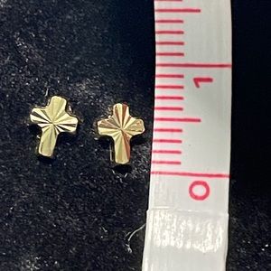 14k Yellow Gold Small Cross Earrings
